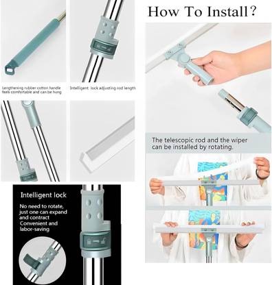 Magic Broom Sweeper for Floor Cleaning – Multifunctional Silicone Wiper Mop with Stainless Steel Extendable Handle