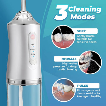 Water Dental Flosser | Cordless and rechargeable | High pressure tooth flusher with 4 nozzles and 3 modes.