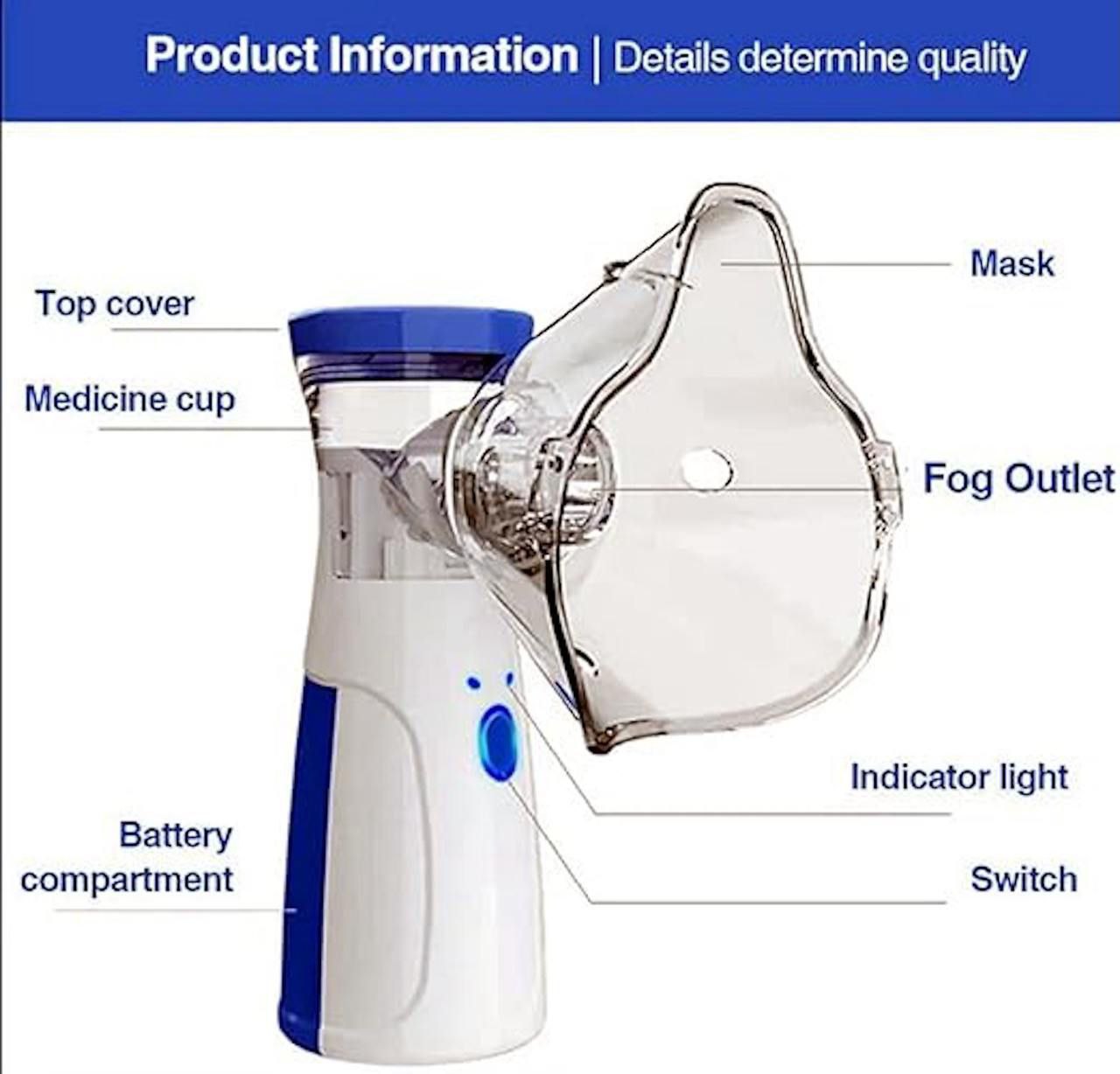 Mini portable mesh Nebulizer | Rechargeable | Hand held nebulizer with 2 mask.