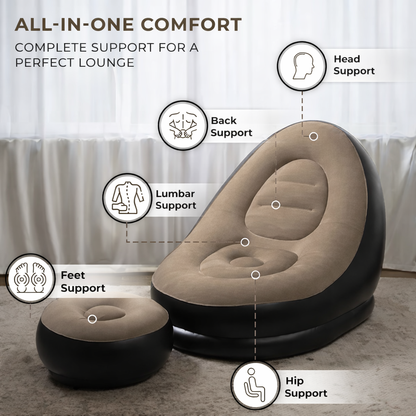 Inflatable Lounge Chair | Inflatable Lazy Sofa With Footrest.