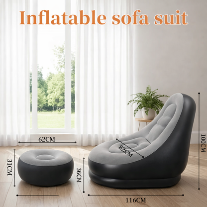 Inflatable Lounge Chair | Inflatable Lazy Sofa With Footrest.