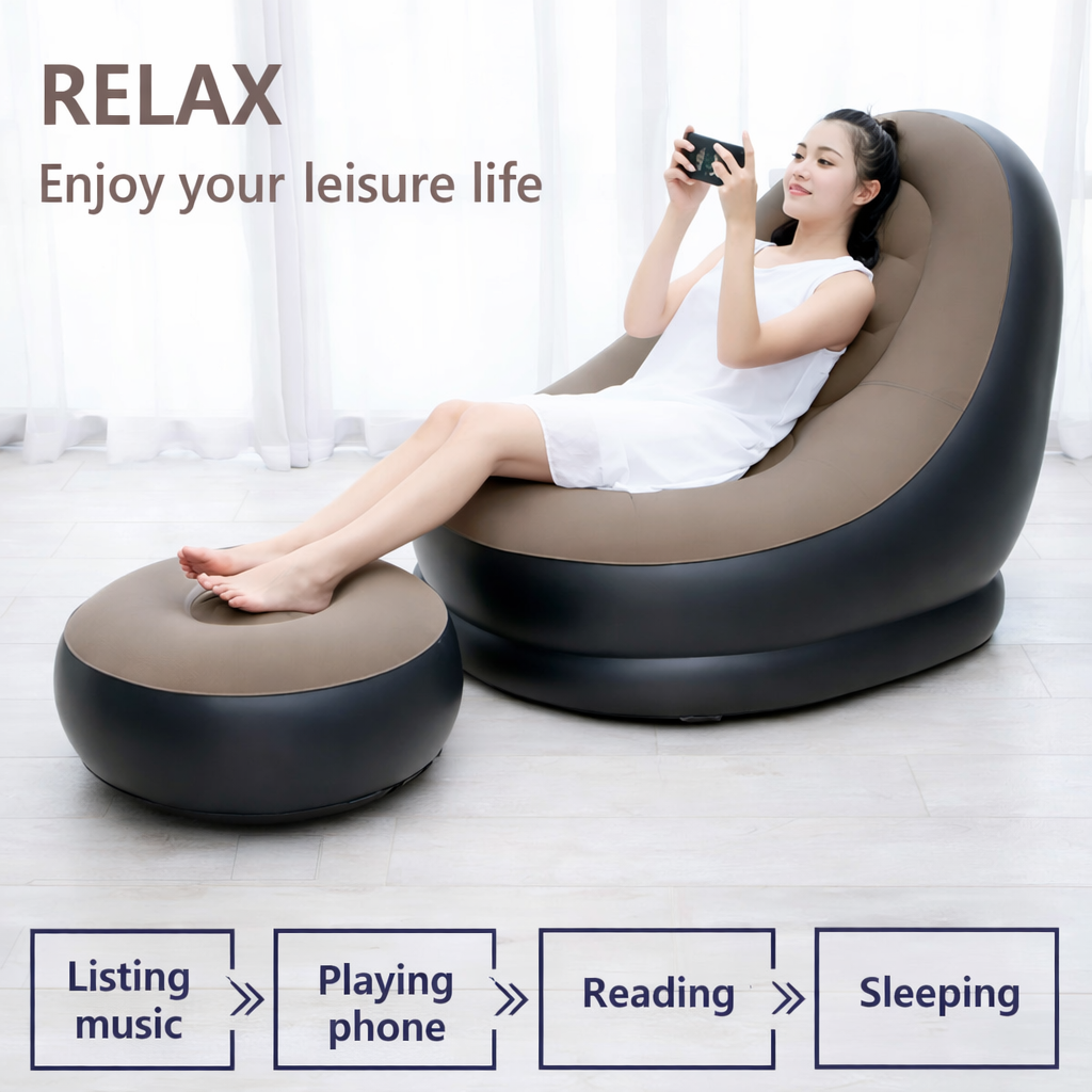 Inflatable Lounge Chair | Inflatable Lazy Sofa With Footrest.