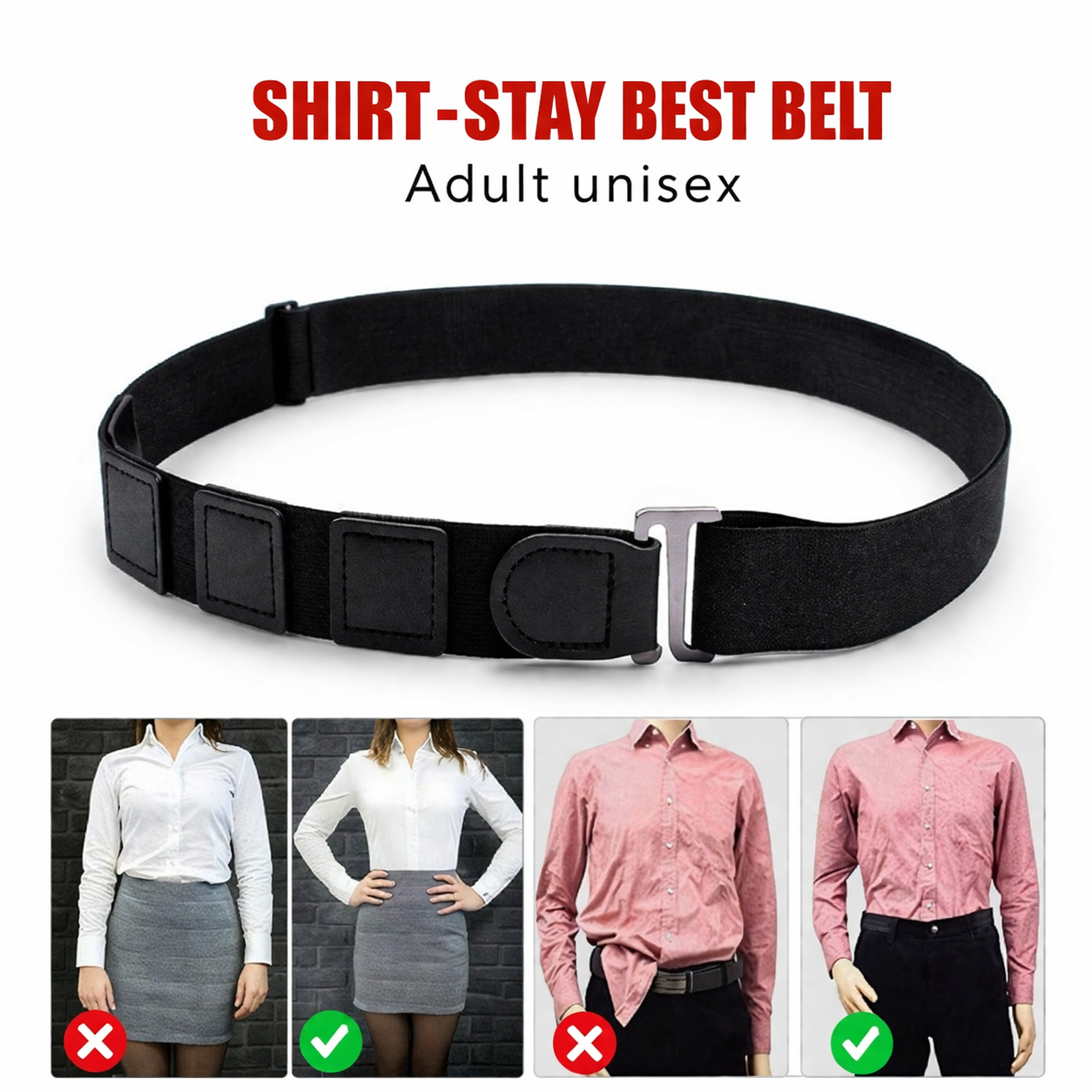 Shirt Stay Belt | Shirt Tucker Adjustable Belt | Dynamic Maximum Stretch Shirt Tucker Belt.