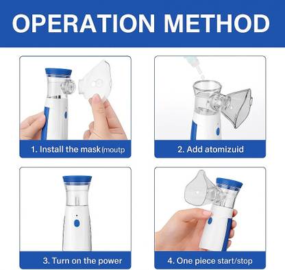 Mini portable mesh Nebulizer | Rechargeable | Hand held nebulizer with 2 mask.
