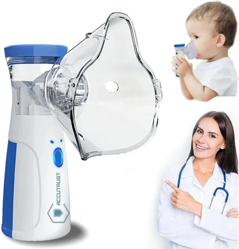 Mini portable mesh Nebulizer | Rechargeable | Hand held nebulizer with 2 mask.